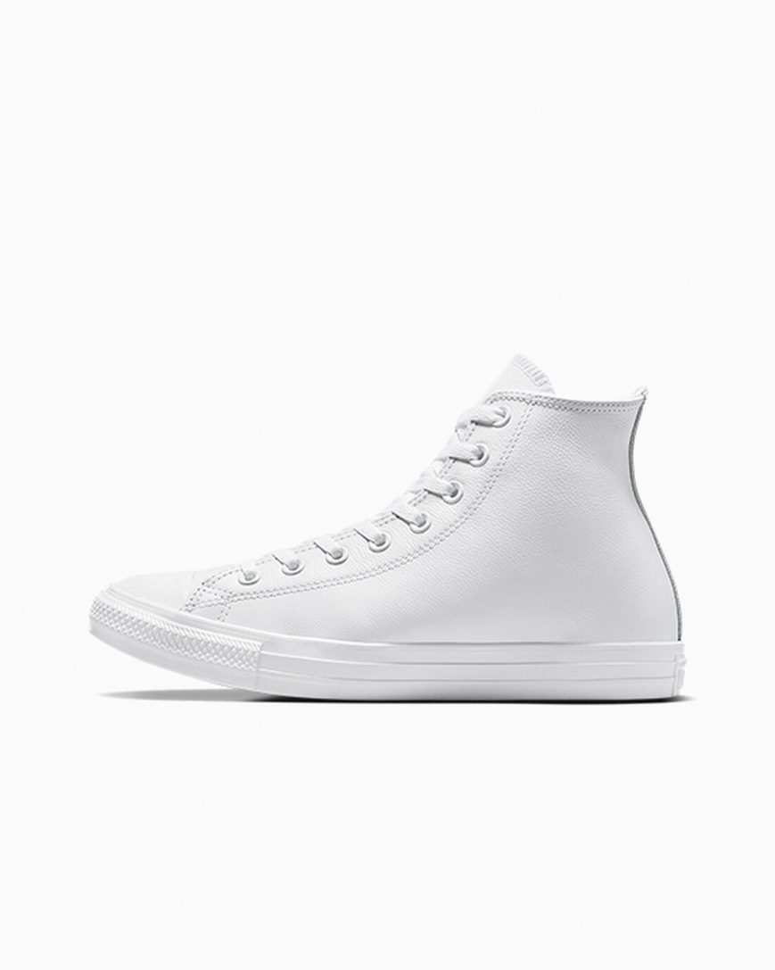 Tenisi Inalti Barbati Converse Chuck Taylor All Star Piele Albi | RO SFANZ287